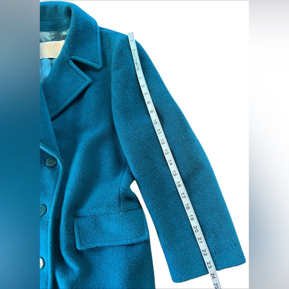 Pendleton Vintage 100% Wool Teal Uptown Long Trench Coat Made in USA Size 14 - Picture 7 of 13